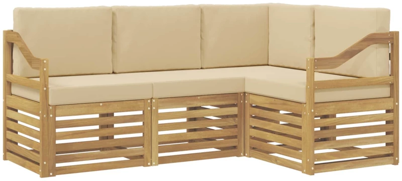vidaXL Σετ Καναπέ 4 pcs Λευκό και Μπεζ 185,5 x 126,5 x 73 εκ