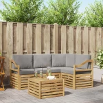vidaXL Σειρά Καναπέ Εξωτερικού 5 pcs Λευκό και Ανοιχτό Γκρι