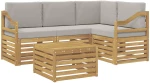 vidaXL Σειρά Καναπέ Εξωτερικού 5 pcs Λευκό και Ανοιχτό Γκρι