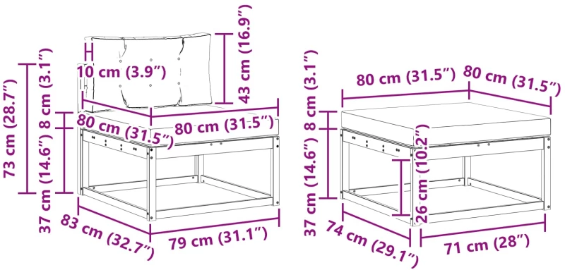 vidaXL Σειρά Καναπέ Εξωτερικού με μαξιλάρι 6 pcs Λευκό και Μπεζ