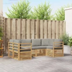 vidaXL Σαλονάκι Γωνιακού Καναπέ 6 pcs Λευκό και Ανοιχτό Γκρι