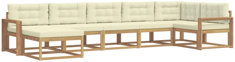 vidaXL Σειρά Καναπέ Εξωτερικού με μαξιλάρι 7 pcs Λευκό και Κρεμ