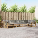 vidaXL Σειρά Καναπέ Εξωτερικού 7 pcs Λευκό και Ανοιχτό Γκρι