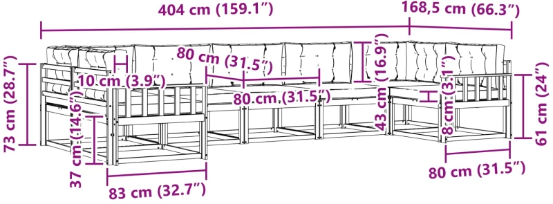 vidaXL Σειρά Καναπέ Εξωτερικού 7 pcs Λευκό και Ανοιχτό Γκρι