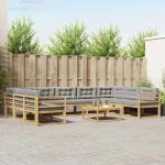 vidaXL Σειρά Καναπέ Εξωτερικού 10 pcs Λευκό και Ανοιχτό Γκρι