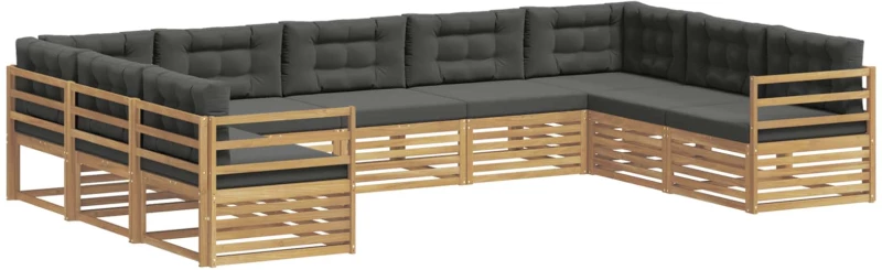 vidaXL Σειρά Καναπέ Εξωτερικού 9 pcs Άσπρο και Ανθρακί