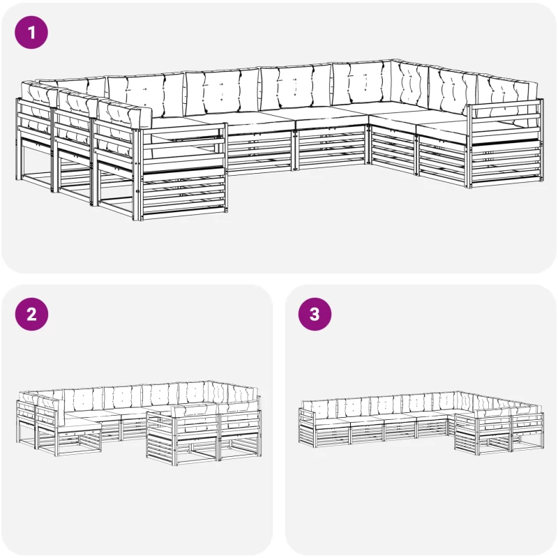 vidaXL Σειρά Καναπέ Εξωτερικού 9 pcs Άσπρο και Ανθρακί