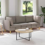 vidaXL Σετ Επίπλων Σαλονιού με μαξιλάρι 3 pcs Taupe Ύφασμα