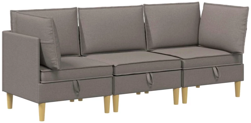 vidaXL Σετ Επίπλων Σαλονιού με μαξιλάρι 3 pcs Taupe Ύφασμα