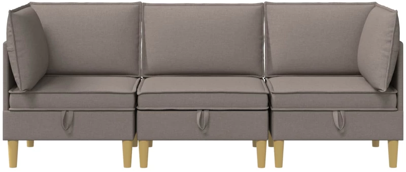 vidaXL Σετ Επίπλων Σαλονιού με μαξιλάρι 3 pcs Taupe Ύφασμα