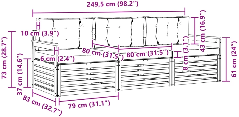 vidaXL Σειρά Καναπέ Εξωτερικού 3 pcs Λευκό και Ανοιχτό Γκρι