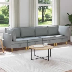 vidaXL Σετ Επίπλων Σαλονιού με μαξιλάρι 4 pcs Ανοιχτό γκρι Ύφασμα