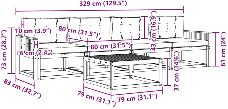 vidaXL Σειρά Καναπέ Εξωτερικού με μαξιλάρι 4 pcs Άσπρο και Ανθρακί