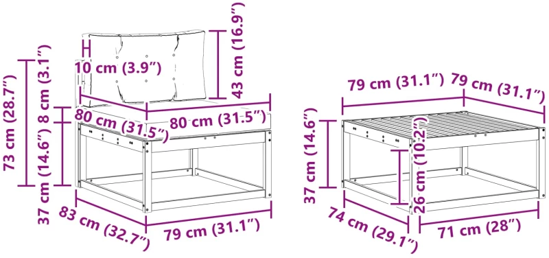 vidaXL Σειρά Καναπέ Εξωτερικού με μαξιλάρι 4 pcs Άσπρο και Ανθρακί