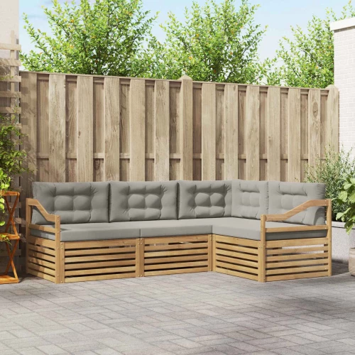 vidaXL Σειρά Καναπέ Εξωτερικού 4 pcs Λευκό και Ανοιχτό Γκρι