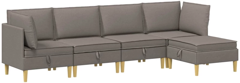 vidaXL Σετ Επίπλων Σαλονιού με μαξιλάρι 5 pcs Taupe Ύφασμα