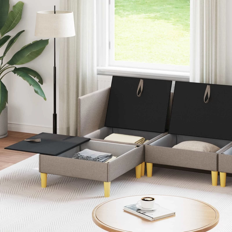 vidaXL Σετ Επίπλων Σαλονιού με μαξιλάρι 5 pcs Taupe Ύφασμα
