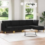 vidaXL Σετ Επίπλων Σαλονιού με μαξιλάρι 5 pcs Μαύρο Ύφασμα