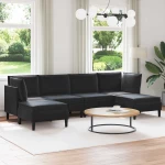 vidaXL Σετ Επίπλων Σαλονιού με μαξιλάρι 6 pcs Μαύρο Βελούδο
