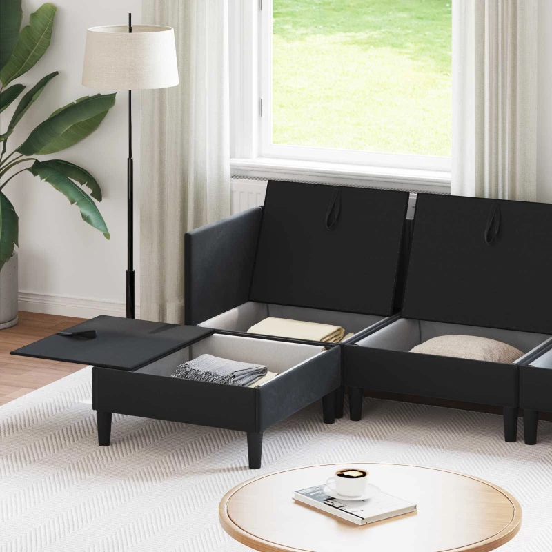 vidaXL Σετ Επίπλων Σαλονιού με μαξιλάρι 6 pcs Μαύρο Βελούδο