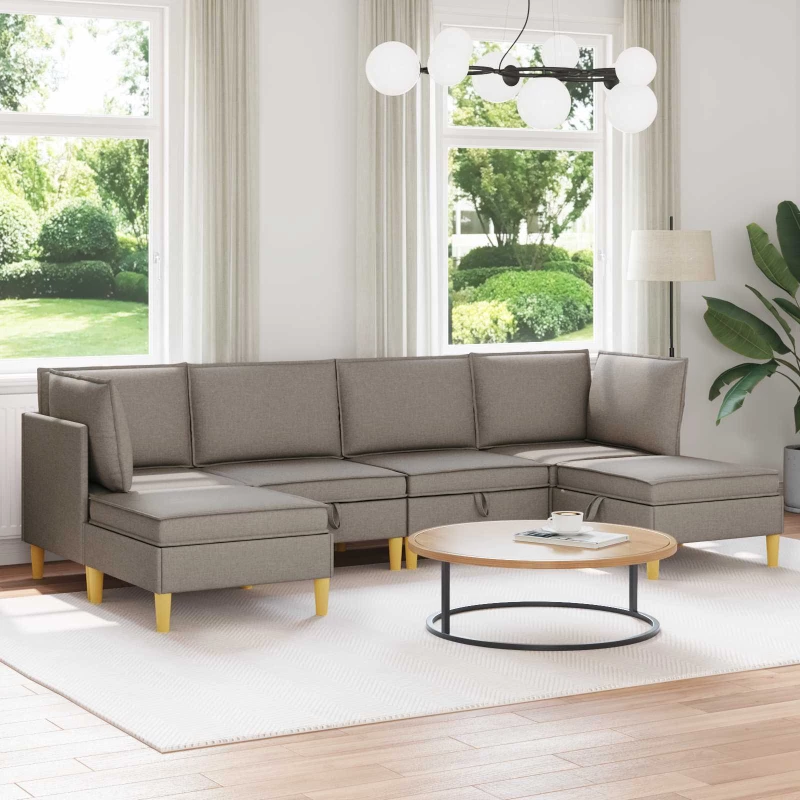 vidaXL Σετ Επίπλων Σαλονιού με μαξιλάρι 6 pcs Taupe Ύφασμα