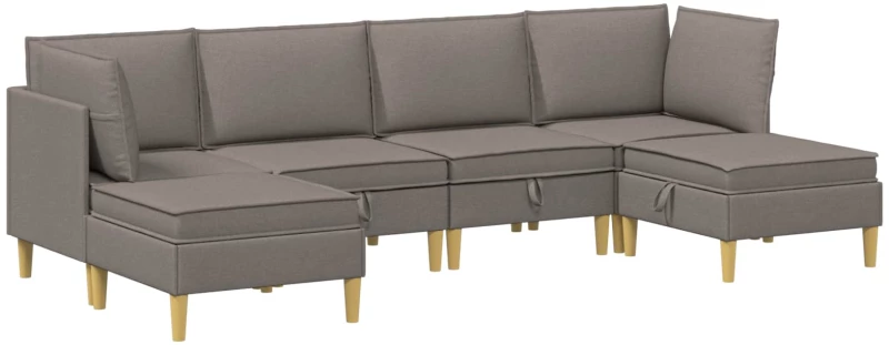 vidaXL Σετ Επίπλων Σαλονιού με μαξιλάρι 6 pcs Taupe Ύφασμα