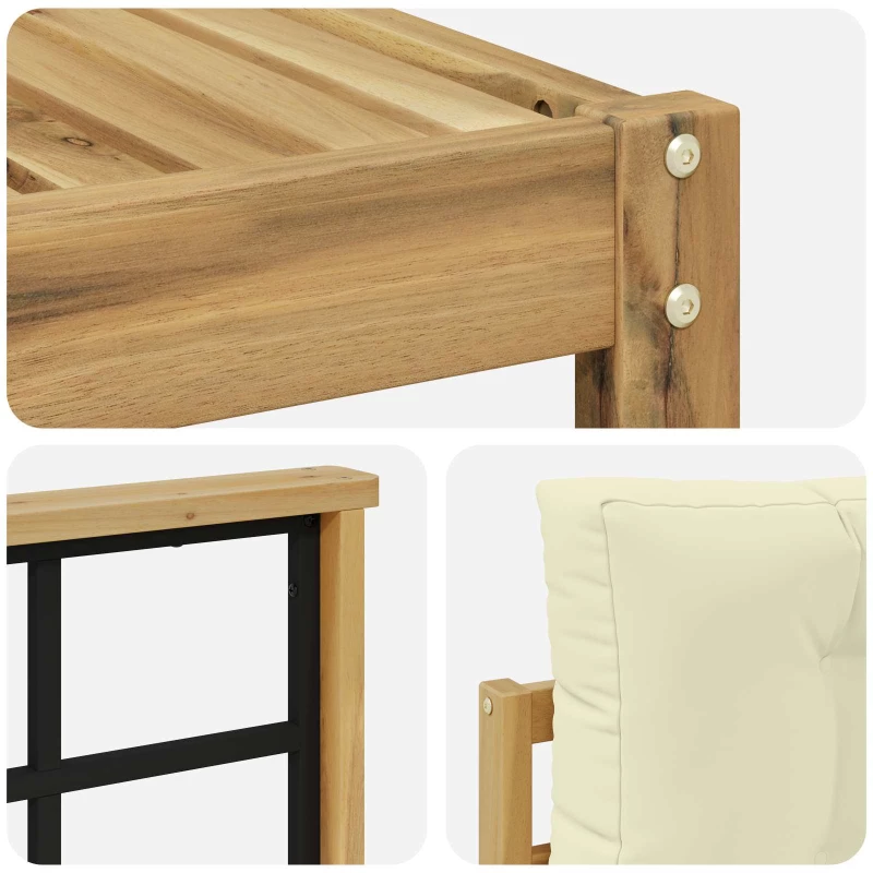 vidaXL Σειρά Καναπέ Εξωτερικού με μαξιλάρι 5 pcs Λευκό και Κρεμ