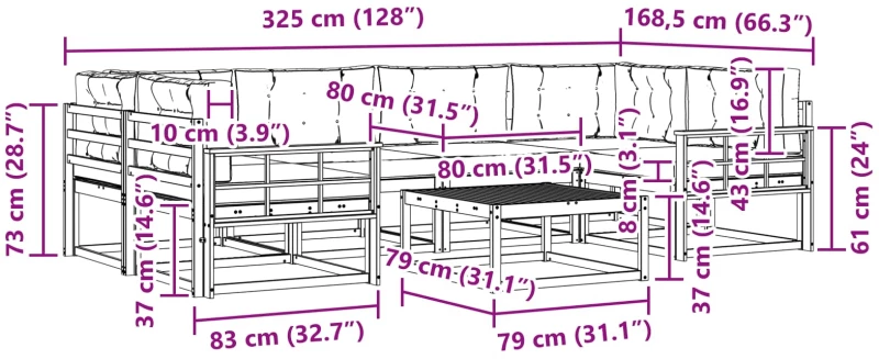 vidaXL Σειρά Καναπέ Εξωτερικού με μαξιλάρι 5 pcs Λευκό και Κρεμ