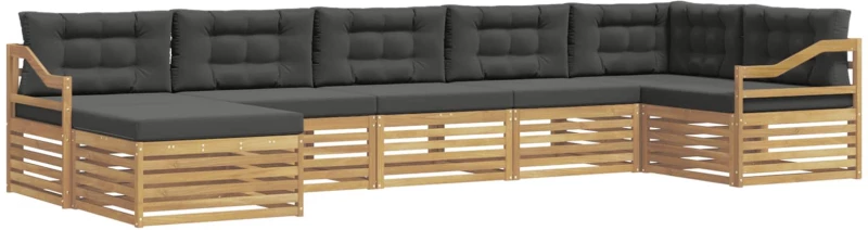 vidaXL Σειρά Καναπέ Εξωτερικού με μαξιλάρι 7 pcs Άσπρο και Ανθρακί