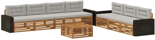 vidaXL Σειρά Καναπέ Εξωτερικού 8 pcs Φυσικό και Ανοιχτό Γκρι