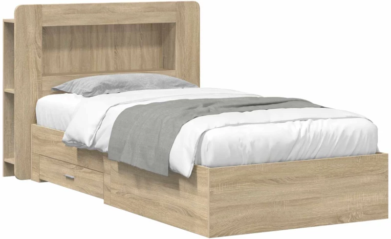 vidaXL Σκελετός κρεβατιού με αποθήκευση Sonoma Δρυς 75 x 190 cm