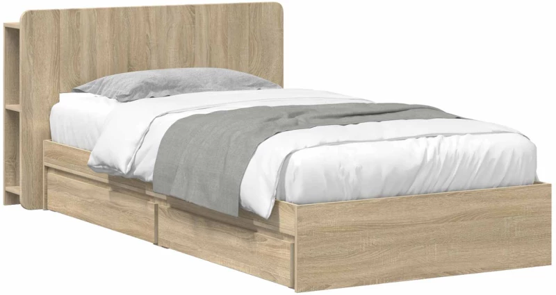 vidaXL Σκελετός κρεβατιού με αποθήκευση Sonoma Δρυς 75 x 190 cm