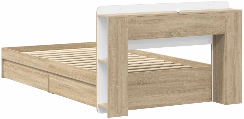 vidaXL Σκελετός κρεβατιού με αποθήκευση Sonoma Δρυς 75 x 190 cm