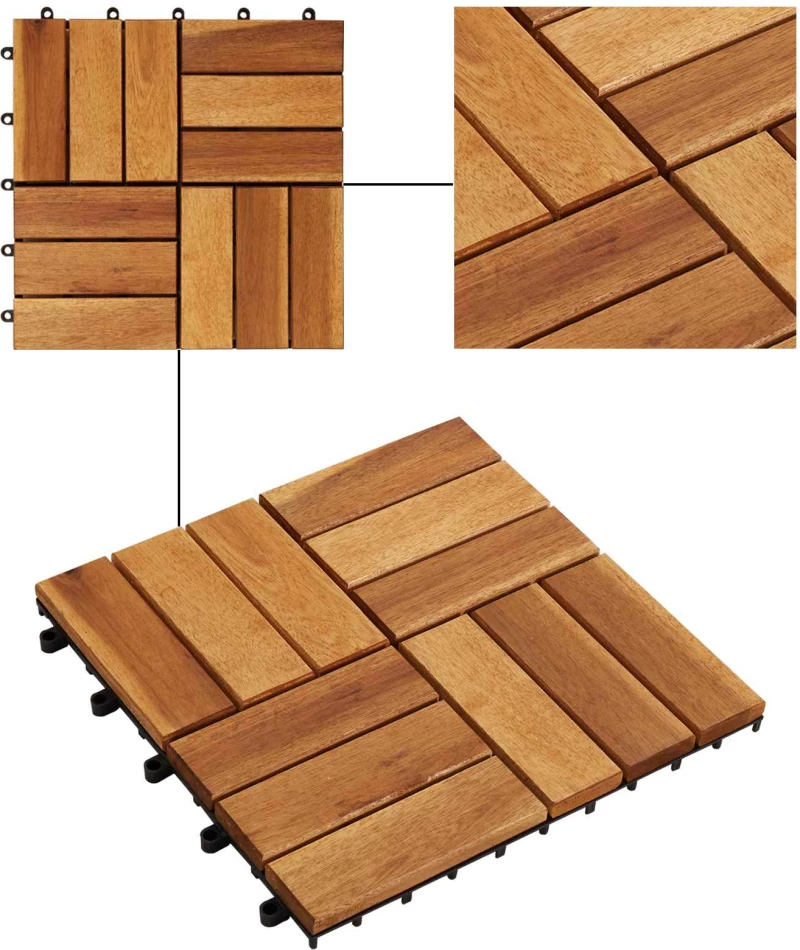 vidaXL Πλάκα Κατασκευής 20 pcs Καφέ 30 x 30 cm Ξύλο Ακακίας