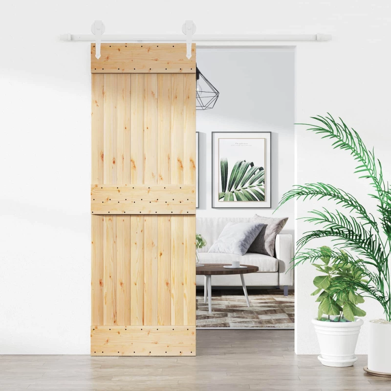 vidaXL Συρόμενη Πόρτα Φυσικό και Λευκό 70 x 210 cm