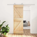 vidaXL Συρόμενη Πόρτα Φυσικό και Λευκό 70 x 210 cm