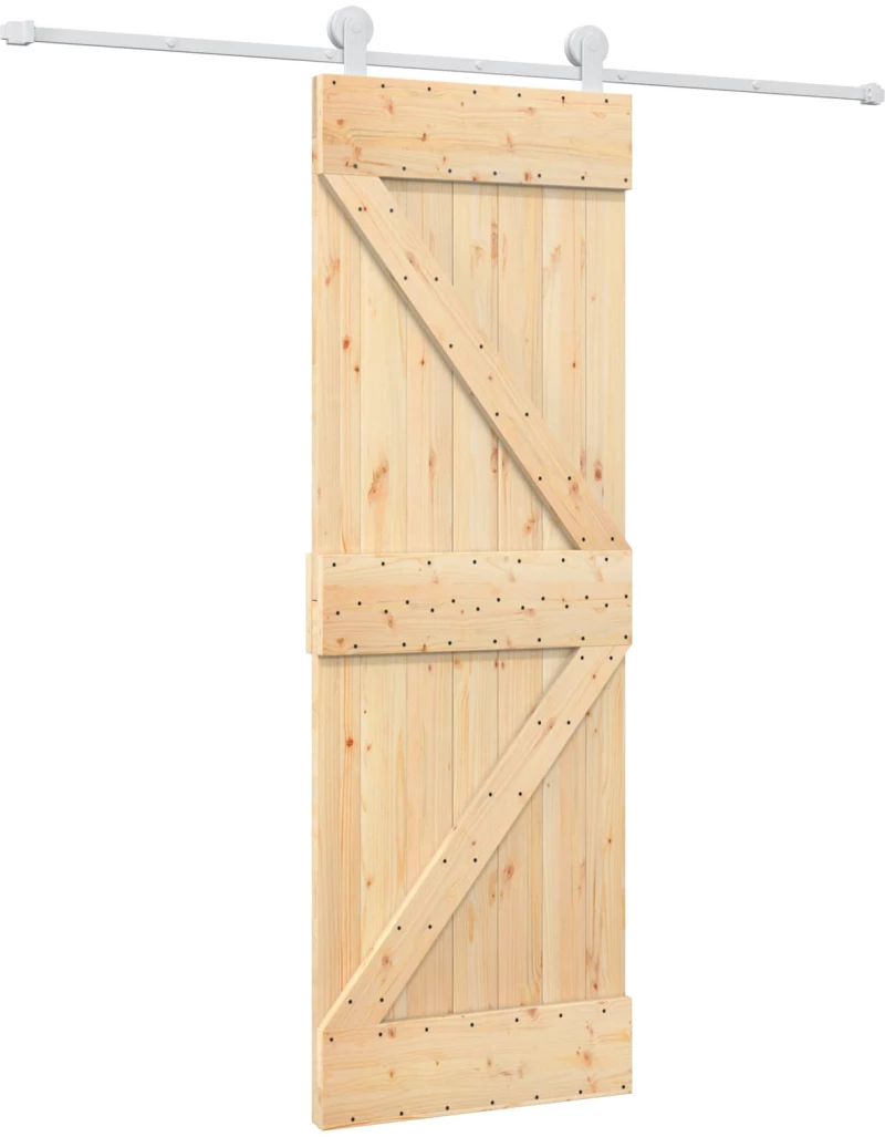 vidaXL Συρόμενη Πόρτα Φυσικό και Λευκό 70 x 210 cm