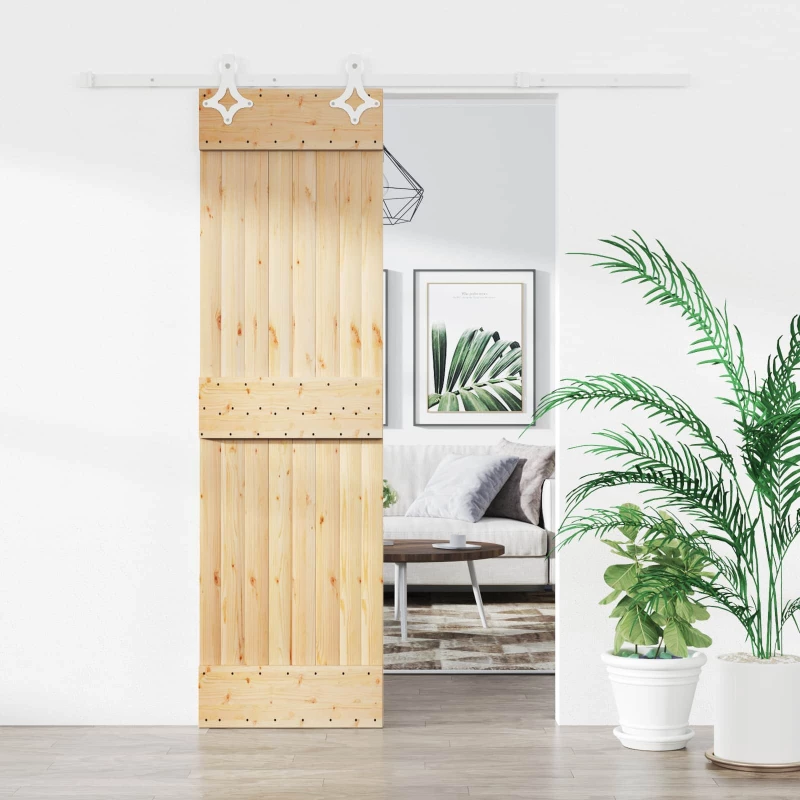 vidaXL Συρόμενη Πόρτα Φυσικό και Λευκό 70 x 210 cm