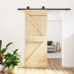 vidaXL Συρόμενη Πόρτα Φυσικό και Μαύρο 85 x 210 cm