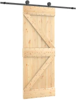 vidaXL Συρόμενη Πόρτα Φυσικό και Μαύρο 85 x 210 cm