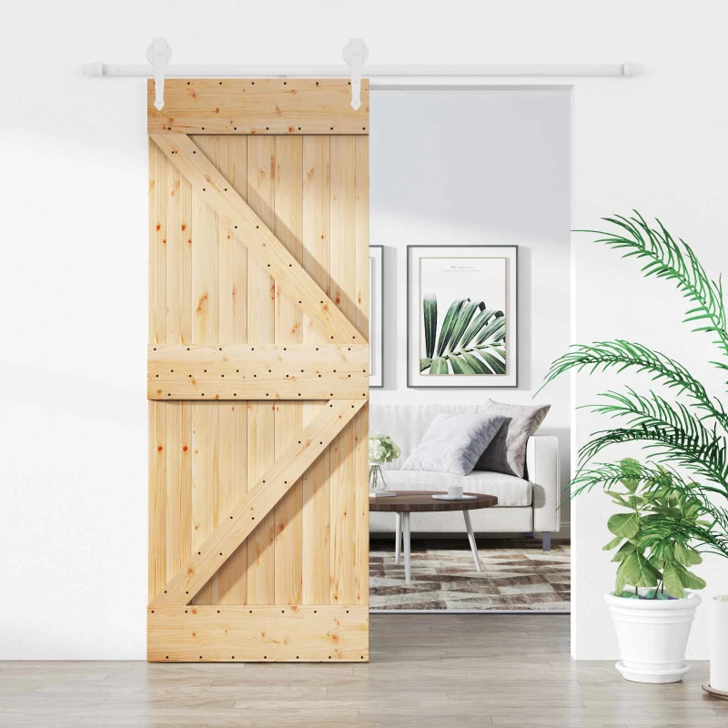 vidaXL Συρόμενη Πόρτα Φυσικό και Λευκό 85 x 210 cm
