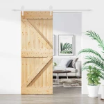 vidaXL Συρόμενη Πόρτα Φυσικό και Λευκό 85 x 210 cm