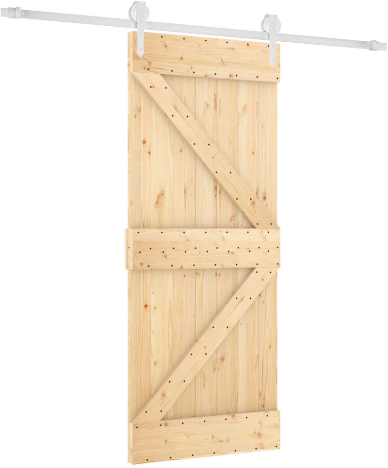 vidaXL Συρόμενη Πόρτα Φυσικό και Λευκό 85 x 210 cm