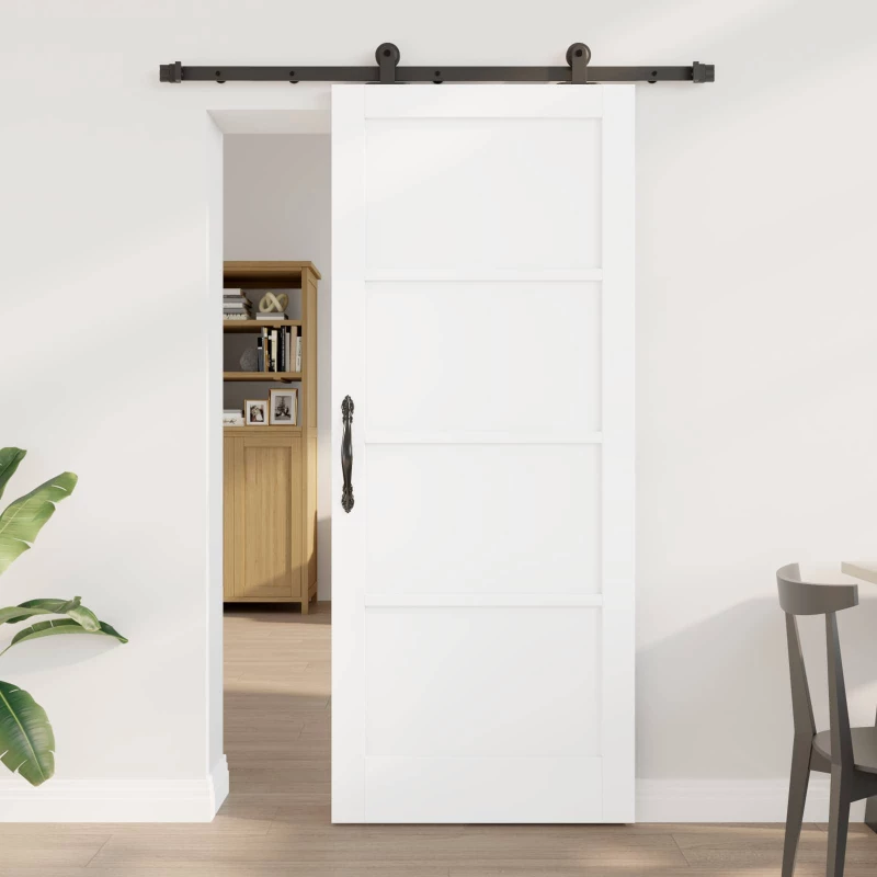 vidaXL Συρόμενη Πόρτα ORKDAL Λευκό 83 x 202 εκ. Μασίφ Ξύλο Πεύκου