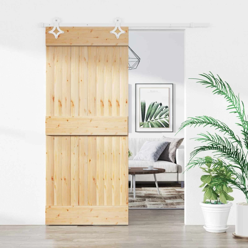 vidaXL Συρόμενη Πόρτα Φυσικό και Λευκό 90 x 210 cm