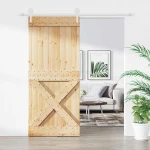 vidaXL Συρόμενη Πόρτα Φυσικό και Λευκό 90 x 210 cm