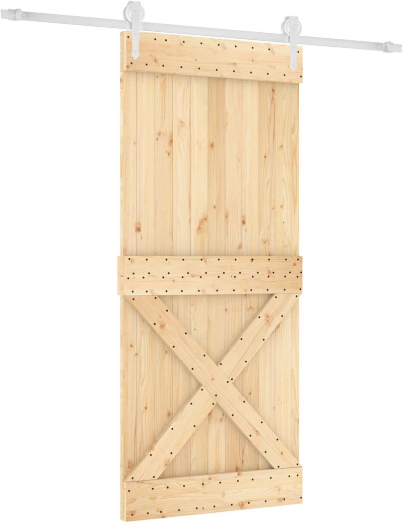 vidaXL Συρόμενη Πόρτα Φυσικό και Λευκό 90 x 210 cm