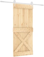 vidaXL Συρόμενη Πόρτα Φυσικό και Λευκό 90 x 210 cm