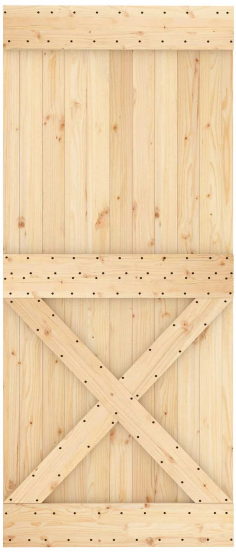 vidaXL Συρόμενη Πόρτα Φυσικό και Λευκό 90 x 210 cm
