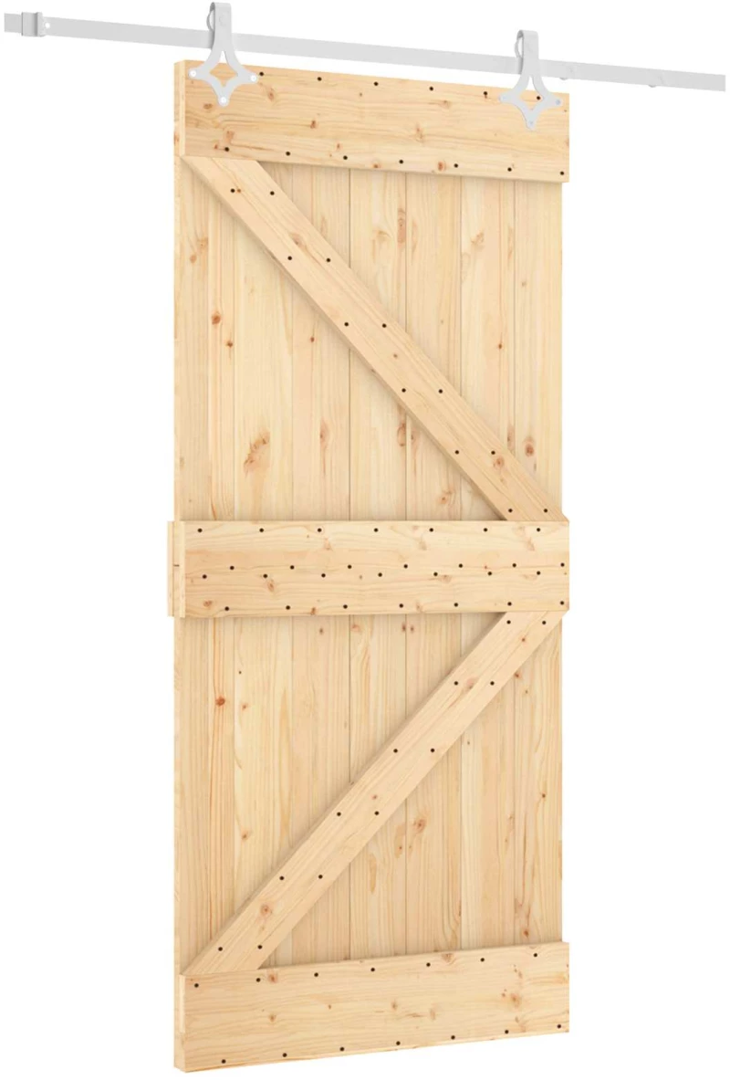 vidaXL Συρόμενη Πόρτα Φυσικό και Λευκό 95 x 210 cm